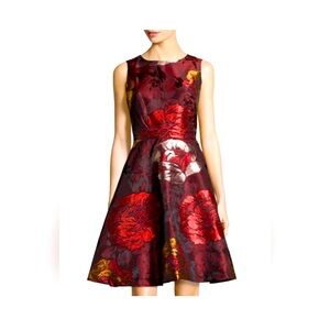 Elegant Floral Red Dress